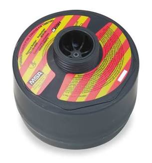 MSA Single Canister, Hydrogen Fluoride/Chlorine/P100 (HF/CL), Black Part# 10067491