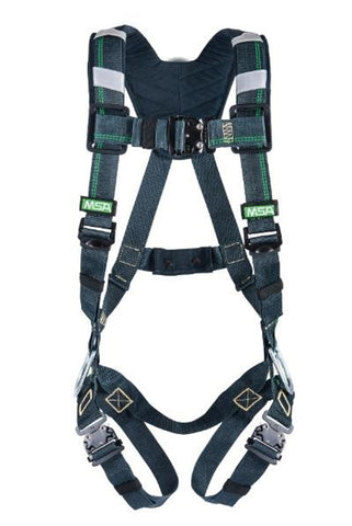 MSA EVOTECH® Arc Flash Harness, Back Steel D-ring, Quick-Connect Leg Straps, Shoulder Padding