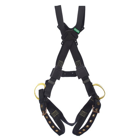 MSA Workman® Arc Flash Crossover Harness, Back Web Loop, Tongue Buckle Leg Straps, Rubber Covers