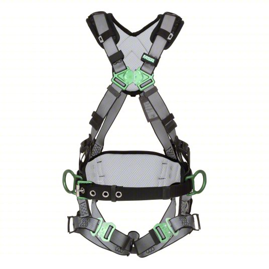 MSA V-FIT™ Safety Harness, Construction, Back & Hip D-Rings, Quick-Connect Leg Straps, Shoulder Padding