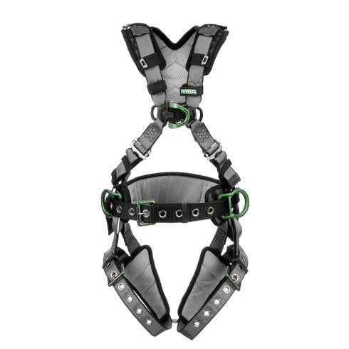 MSA V-FIT™ Safety Harness, Construction, Back & Hip D-Rings, Tongue Buckle Leg Straps, Shoulder & Leg Padding