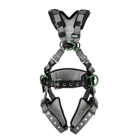 MSA V-FIT™ Safety Harness, Construction, Back & Hip D-Rings, Tongue Buckle Leg Straps, Shoulder & Leg Padding