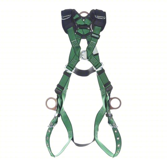 MSA V-FORM+™ Full Body Harness Back, Chest, Hip & Shoulder D-Rings, Tongue Buckle Leg Straps Quick Connect Chest Buckle