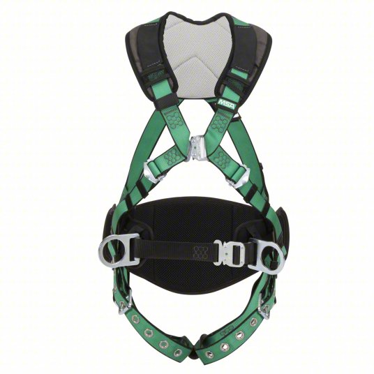 MSA V-FORM+™ Construction Harness Back & Hip D-Ring, Quick Disconnect Leg Straps, Shoulder Padding