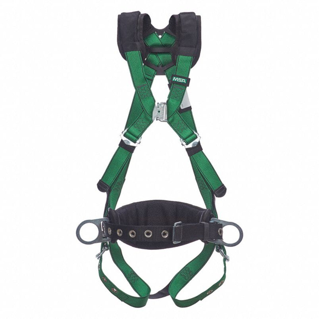 MSA V-FORM+™ Construction Harness Back & Hip D-Ring, Tongue Buckle Leg Straps, Shoulder Padding, Quick Connect Chest Buckle