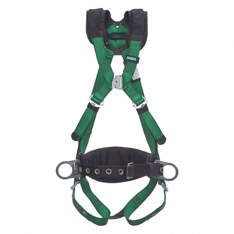 MSA V-FORM+™ Construction Harness Back & Hip D-Ring, Tongue Buckle Leg Straps, Shoulder Padding, Quick Connect Chest Buckle