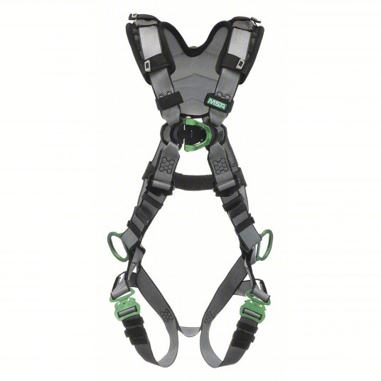 MSA V-FLEX™ Safety Harness, Construction, Back D-Ring, Hip D-Rings, Tongue Buckle Leg Straps