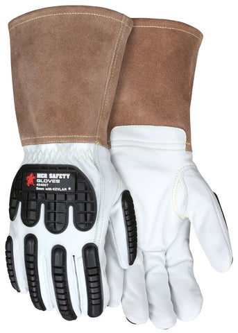 MCR Safety Welding - Leather Welding Work Gloves - Premium Grain Goatskin Leather - 5 Inch Split Cowskin Cuff - Box of 12