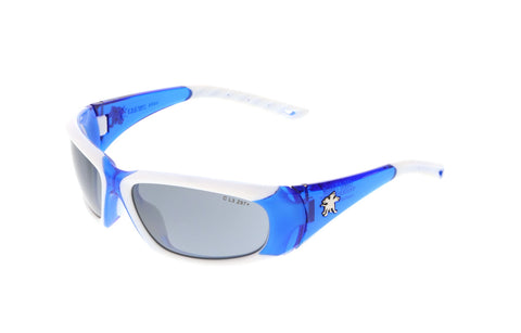 MCR ForceFlex® FF3 Safety Glasses - Silver Mirror Lens - Blue/White Frame - Duramass Hard Coating - Box of 12 - Part# FF327