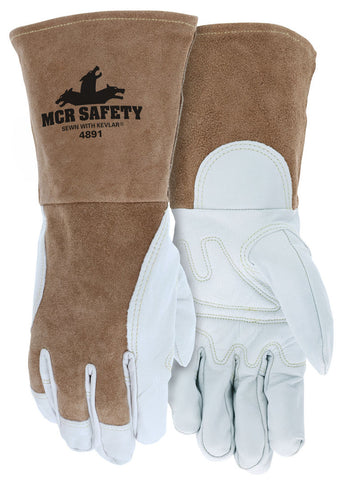 MCR Safety Welding - Premium Top Grain Goatskin Palm - Split Leather Back - Sewn with DuPont™ Kevlar® - 4.5 Inch Split Gauntlet Cuff - Box of 12