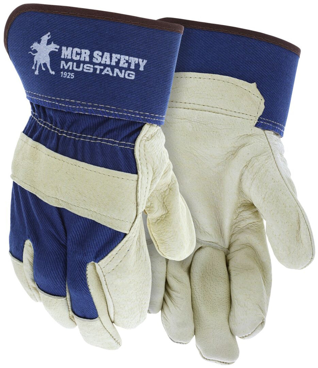 MCR Mustang Series - Leather Palm Work Gloves - Premium A Grain Pigskin - 2.5-Inch Rubberized Safety Cuff - Box of 12