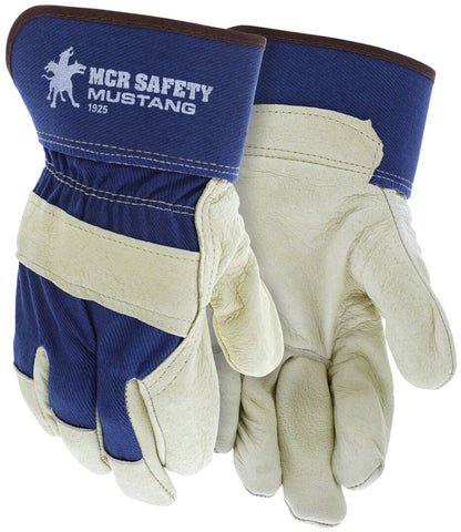 MCR Mustang Series - Leather Palm Work Gloves - Premium A Grain Pigskin - 2.5-Inch Rubberized Safety Cuff - Box of 12