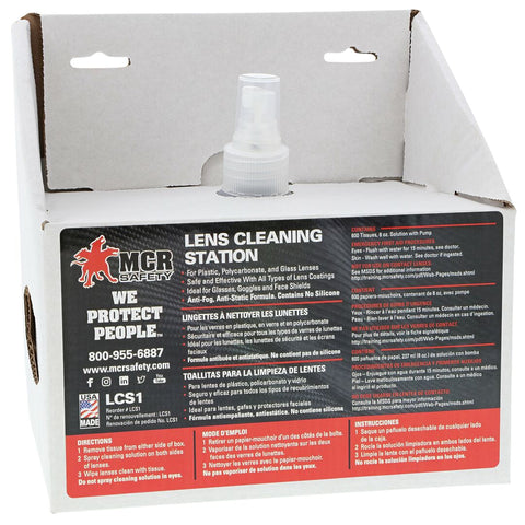 MCR Lens Cleaning Station - 8 Ounce Cleaning Solution in Pump Bottle - 2 Boxes of 300 Tissues - For Plastic, Polycarbonate, and Glass Lenses - Part# LCS1