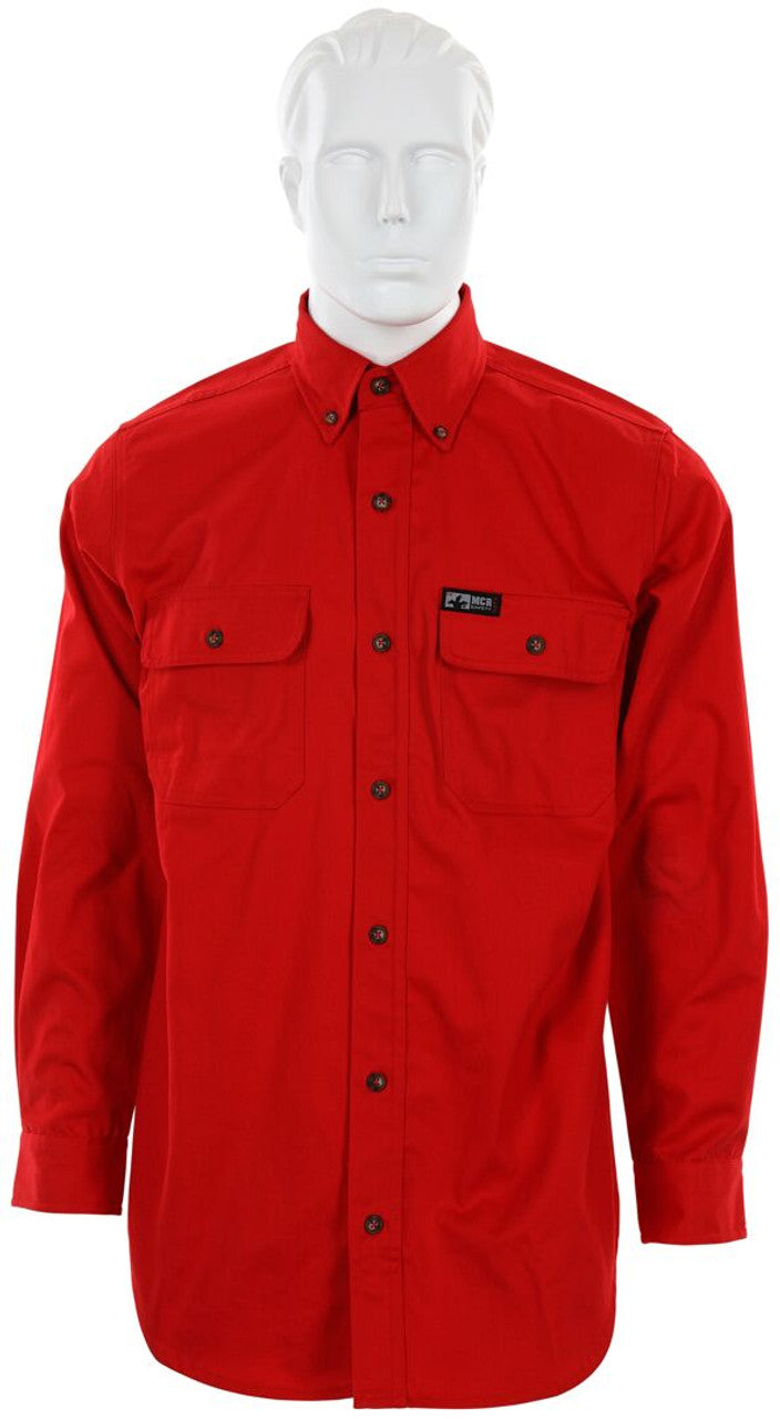 MCR Safety FR Gear - Flame Resistant (FR) Work Shirt - 100% Cotton - Red Flame Resistant Shirt - NFPA 70E and NFPA 2112 Compliant
