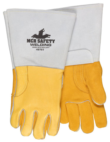 MCR Safety Welding - Premium Gold Grain Elkskin Leather - Cotton / Foam Lined Back - Box of 12