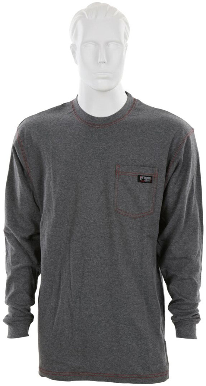 MCR Safety FR Gear - Gray Flame Resistant FR Work Shirts - Lightweight Long Sleeve T-Shirt - Comfortable 100% FR Cotton Fabric - Provides CAT2 Protection