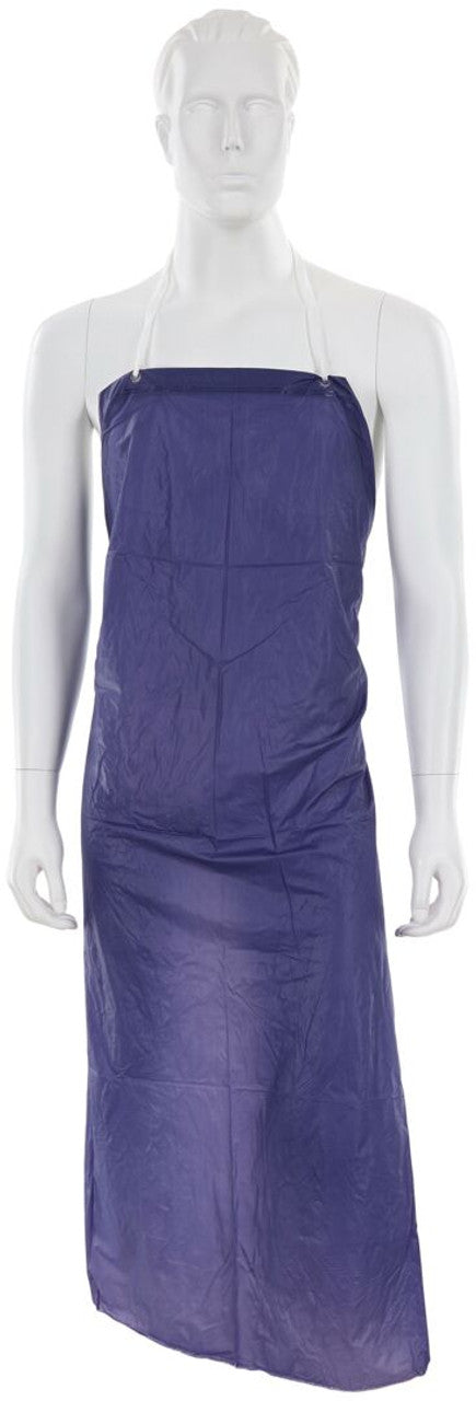 MCR Blue Vinyl Apron - 6 mil Thickness - 35 Inch Width x 48 Inch Length - Sewn Edges - Light Protection Against Non-Hazardous Liquids and Sprays - Box of 12 - Part# O63S5