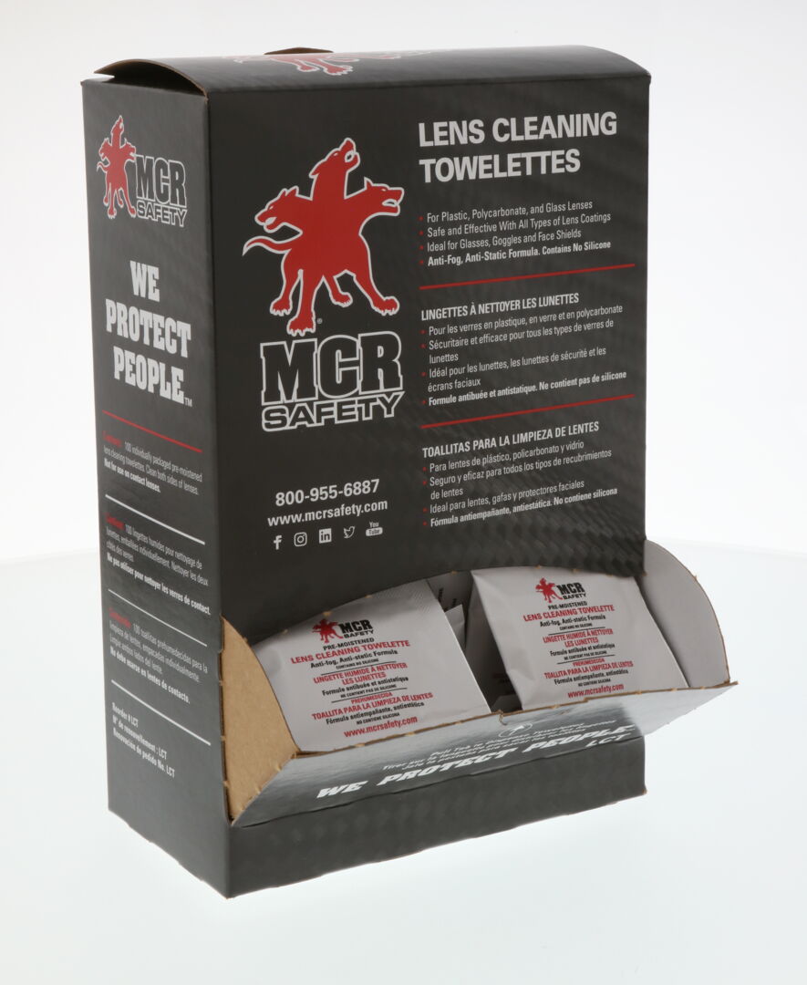 MCR Lens Cleaning Towelettes - 100 Individually Wrapped Wipes per Box - 10 Boxes per Case - Part# LCT