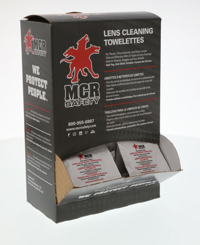 MCR Lens Cleaning Towelettes - 100 Individually Wrapped Wipes per Box - 10 Boxes per Case - Part# LCT