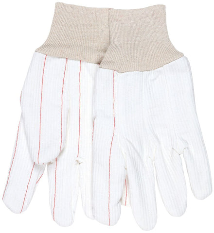MCR Double Palm Work Gloves - 18 Ounce Corded Cotton Polyester Blend - Clute Pattern with Straight Thumb - Knit Wrist - Good for Applications Requiring Low Heat Protection - Box of 12