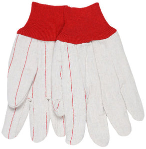 MCR Double Palm Work Gloves - 18-Ounce Cotton/Polyester Canvas - Polyester Lining - Clute Pattern with Straight Thumb - Red Knit Wrist - Good for Applications Requiring Low Heat Protection - Box of 12