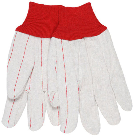 MCR Double Palm Work Gloves - 18-Ounce Cotton/Polyester Canvas - Polyester Lining - Clute Pattern with Straight Thumb - Red Knit Wrist - Good for Applications Requiring Low Heat Protection - Box of 12