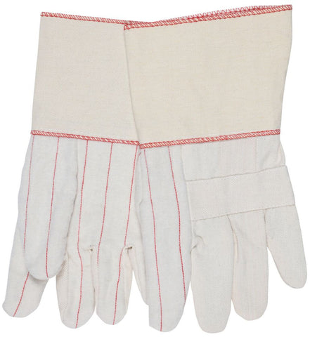 MCR Hot Mill Work Gloves - 24 Ounce Regular Weight Fabric - 4.5 Inch Plasticized Gauntlet Cuff - Knuckle Strap - Heat Resistant Cotton Work Gloves - Box of 12