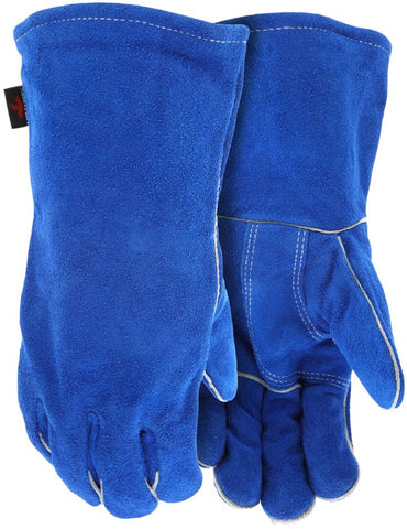 MCR Safety Welding - Leather Welding Work Gloves - Blue Competitive Value (CV) C+ Grade Shoulder Leather - Full Sock Jersey Lining - Box of 12