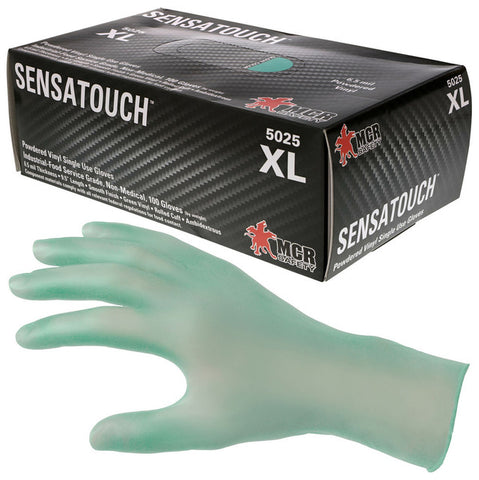 MCR SensaTouch™ Gloves - Powdered Disposable Vinyl Gloves - 6.5 mil (9.5 g) - Industrial Food Service Grade - Box of 100