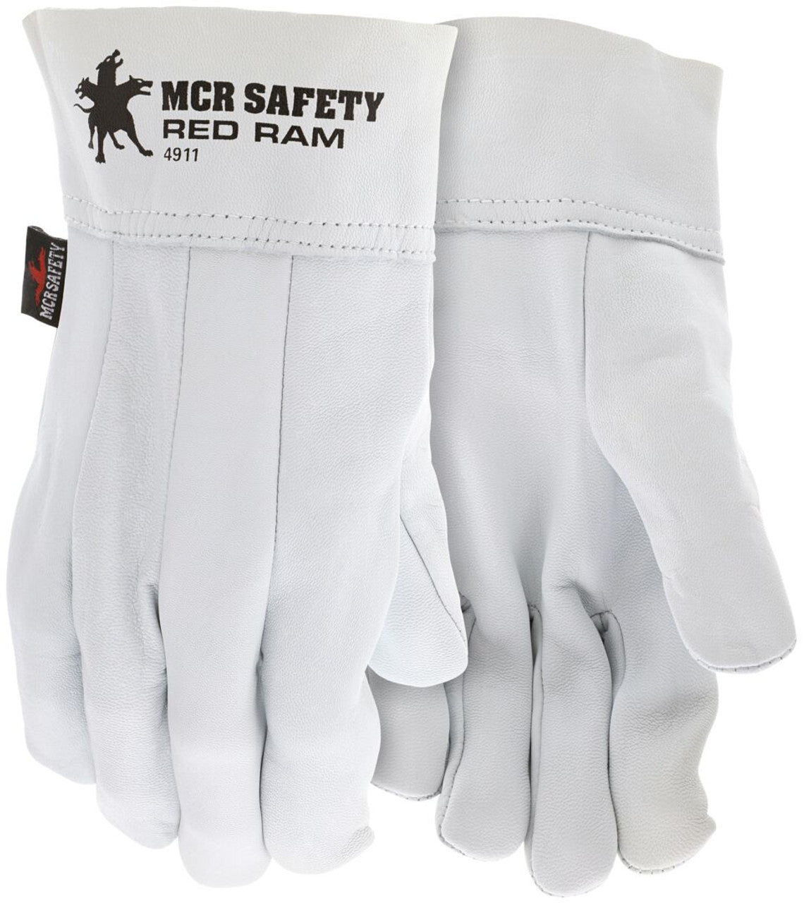 MCR Safety Red Ram® - Leather Welding Work Gloves - Premium A Grade Grain Goatskin Leather - 2.5 Inch Band Top - Clute Pattern - Box of 12