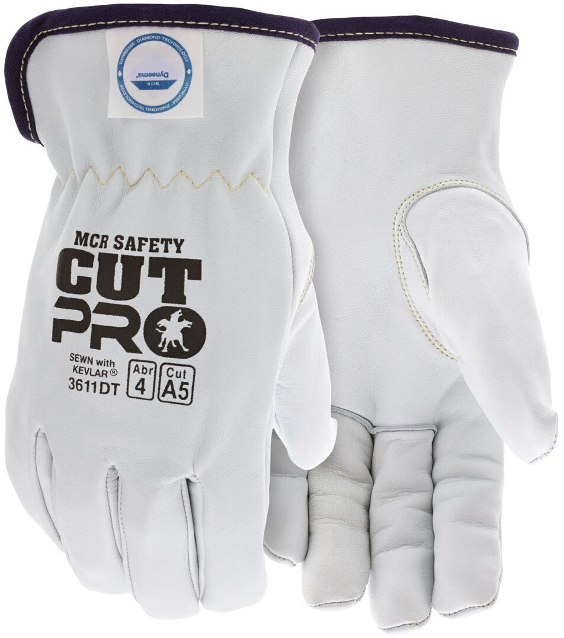MCR Leather Drivers Work Gloves - Premium A Grade Grain Goatskin - Dyneema® Diamond Technology Lining - Cut Resistant Gloves - Keystone Thumb
