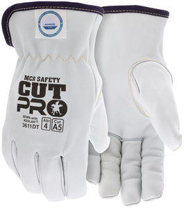 MCR Leather Drivers Work Gloves - Premium A Grade Grain Goatskin - Dyneema® Diamond Technology Lining - Cut Resistant Gloves - Keystone Thumb
