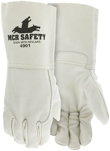 MCR MCR Safety Welding - Leather Welding Work Gloves - Premium Grain Cowskin - 4.5 Inch Grain Leather Cuff- Box of 12