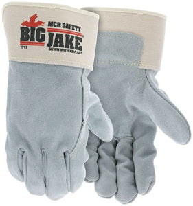 MCR Big Jake® Series - Premium A+ Grade Leather Palm Work Gloves - 2.75 Inch Rubberized Safety Cuff - Full Leather Back - Sewn with DuPont™ Kevlar® - X Large - Box of 12 - Part# 1717