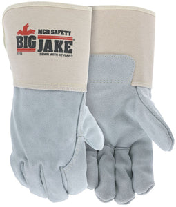 MCR Big Jake® Series - Leather Palm Work Gloves - Premium A+ Grade Split Side Leather - 4.5 Inch Extended Gauntlet Cuff - Full Leather Back - Sewn with DuPont™ Kevlar® - X Large - Box of 12 - Part# 1718