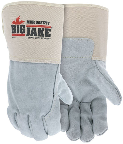 MCR Big Jake® Series - Leather Palm Work Gloves - Premium A+ Grade Split Side Leather - 4.5 Inch Extended Gauntlet Cuff - Full Leather Back - Sewn with DuPont™ Kevlar® - X Large - Box of 12 - Part# 1718