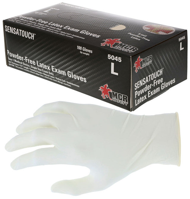 MCR 5 mil (7.36 g) SensaTouch™ Gloves - Powder Free Disposable Latex - Premium Medical Grade - Class 1 Medical Device - Textured Grip - 9.5 Inches Long Natural Color - Box of 500