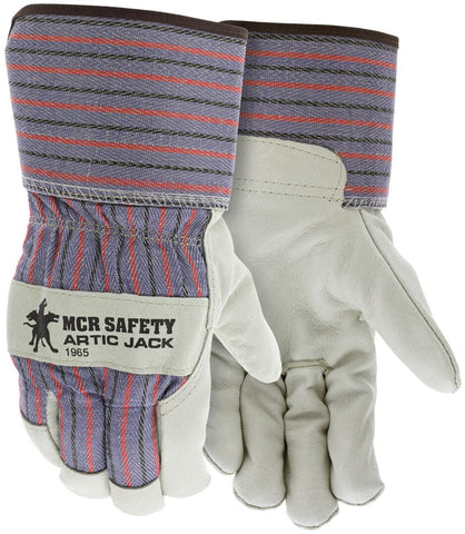 MCR Artic Jack® Series - Leather Palm Work Gloves - Premium A Grade Grain Pigskin - Insulated - 2.5-Inch Rubberized Safety Cuff - Fully Lined with Thermosock® - Box of 12