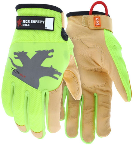 MCR Safety Mechanics Gloves TaskFit™ Design - Top Grain Honey Gold Goatskin Leather Palm - D3O® Padded Palm - Box of 12
