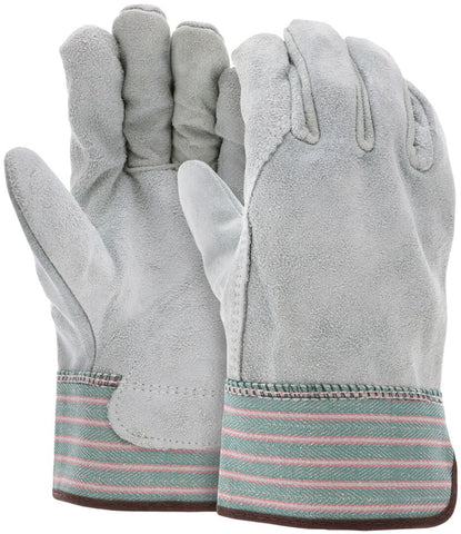 MCR Leather Palm Work Gloves - Full Leather Back - Competitive Value C Grade Split Shoulder Leather - Large - Box of 12 - Part# 1237