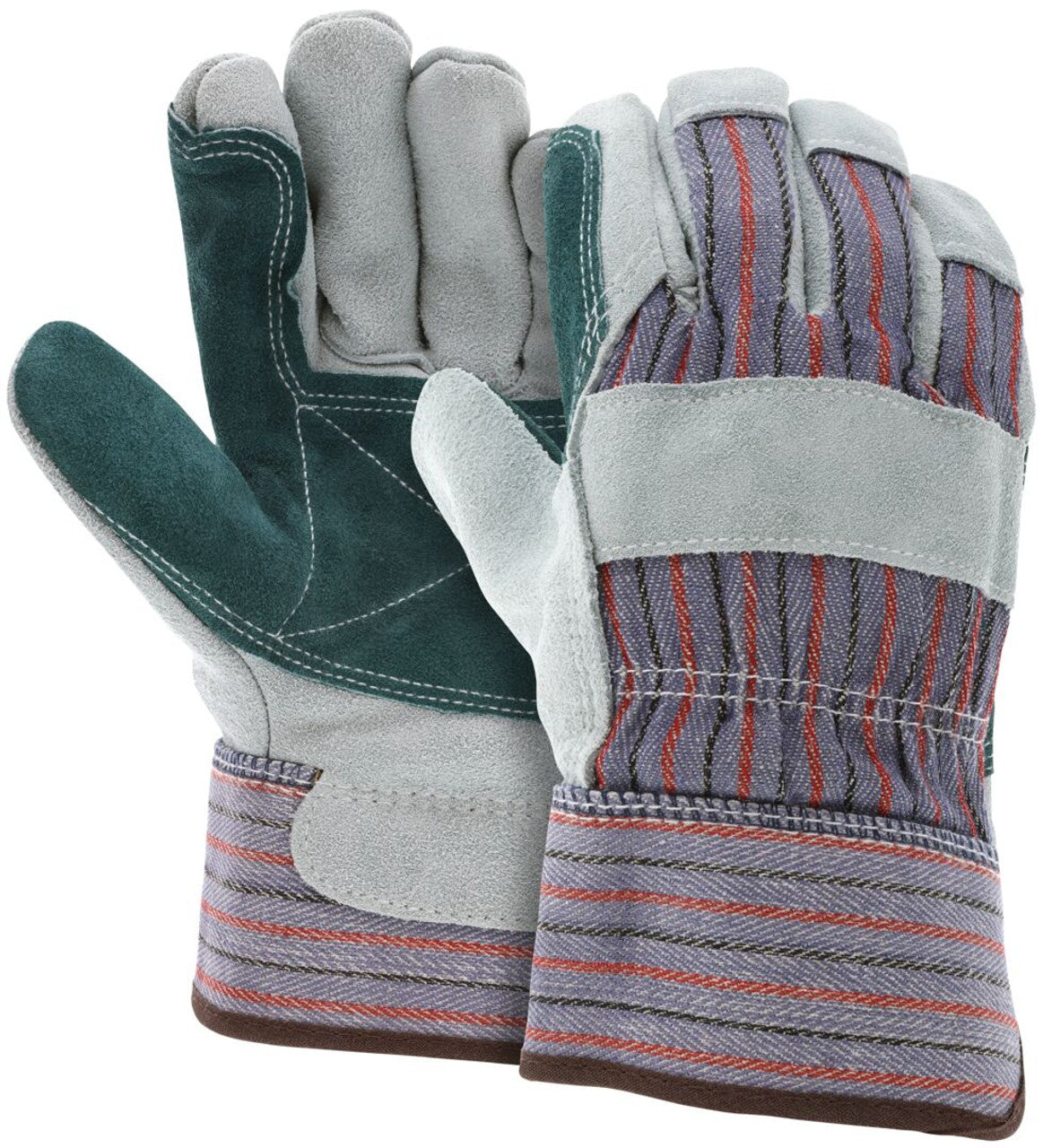 MCR Double Leather Palm Work Gloves - Select B Grade Split Shoulder Leather - Box of 12