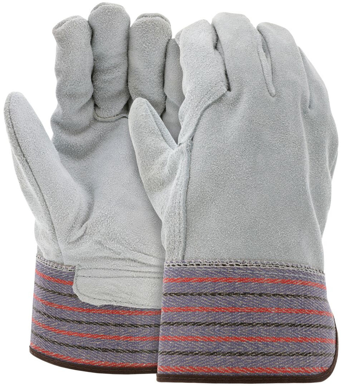MCR Leather Work Gloves - Full Leather Back - Select B Grade Split Shoulder Leather - 2.5 Inch Rubberized Safety Cuff - Large - Box of 12 - Part# 1317