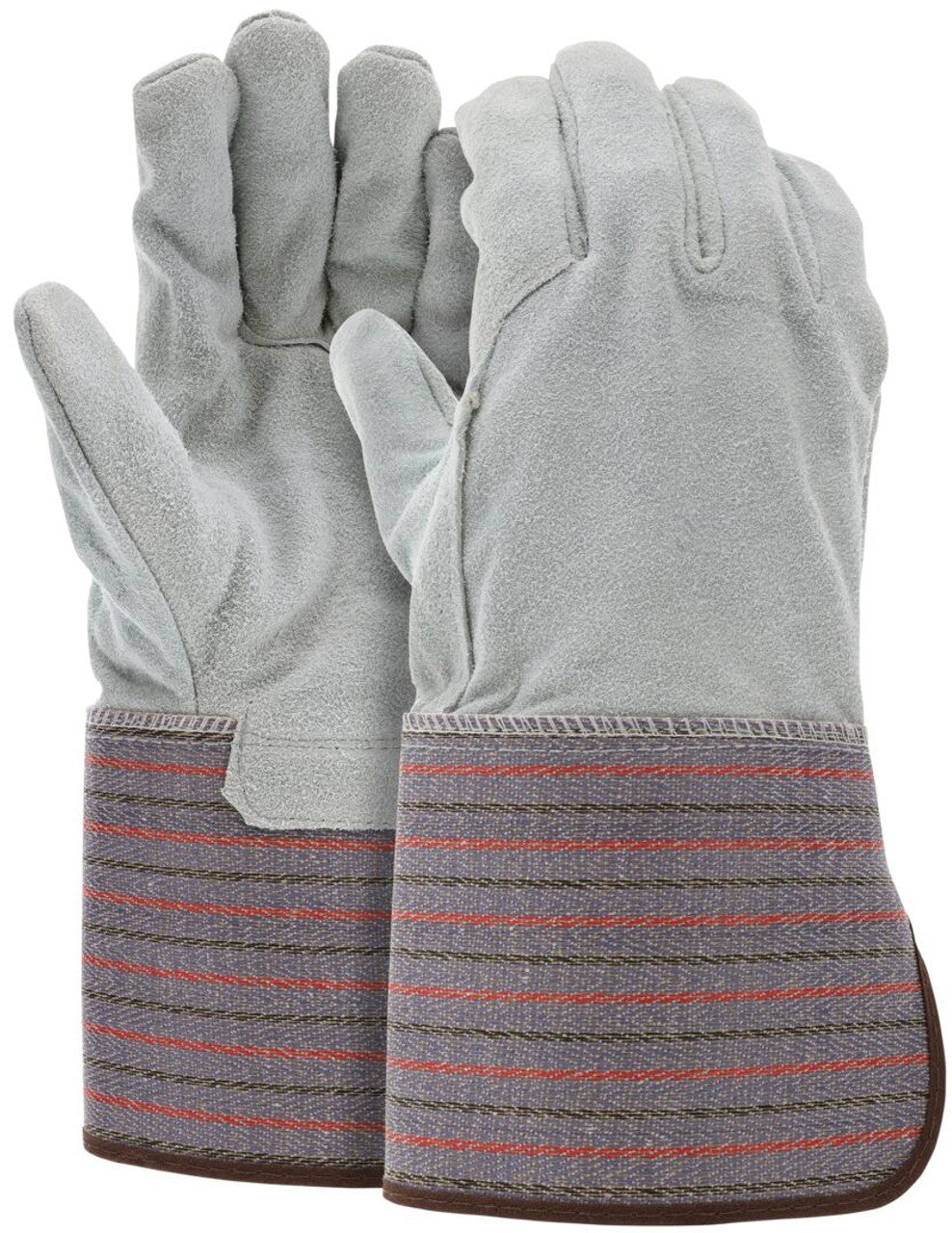 MCR Leather Work Gloves - Full Leather Back - Select B Grade Split Shoulder Leather - 4.5 Inch Rubberized Long Safety Cuff - Large - Box of 12 - Part# 1318