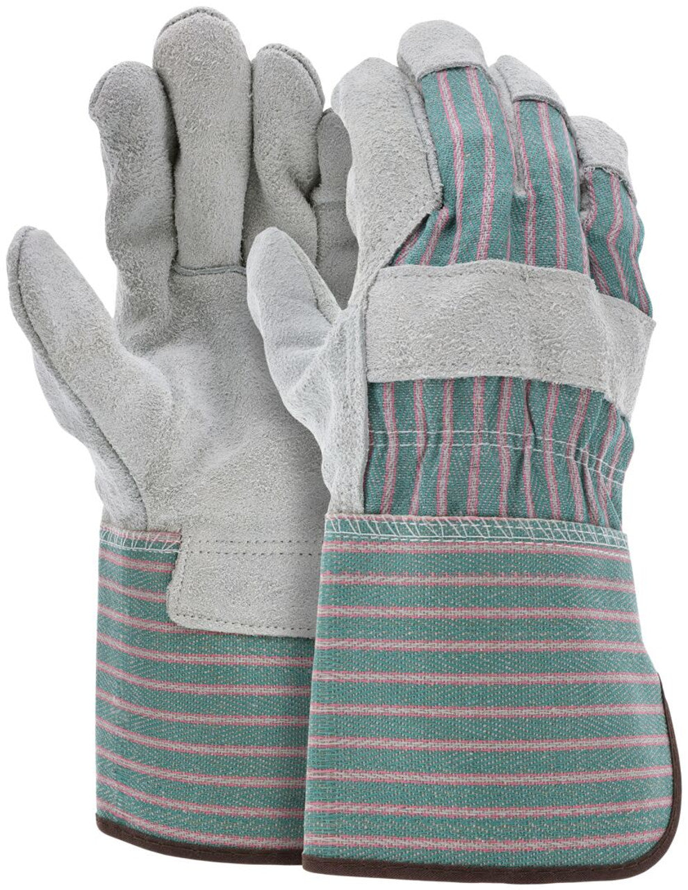 MCR Leather Palm Work Gloves - Select B Grade Split Shoulder Leather - 4.5 Inch Rubberized Safety Cuff - Large - Box of 12 - Part# 1360