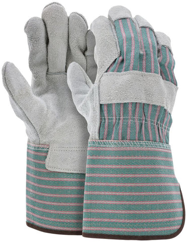 MCR Leather Palm Work Gloves - Select B Grade Split Shoulder Leather - 4.5 Inch Rubberized Safety Cuff - Large - Box of 12 - Part# 1360