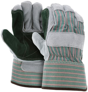 MCR Double Leather Palm Work Gloves - Select B Grade Split Shoulder Leather - 2.5 Inch Rubberized Safety Cuff - Large - Box of 12 - Part# 1361