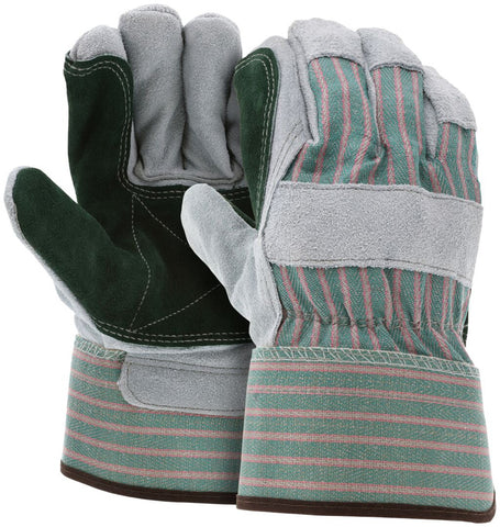 MCR Double Leather Palm Work Gloves - Select B Grade Split Shoulder Leather - 2.5 Inch Rubberized Safety Cuff - Large - Box of 12 - Part# 1361