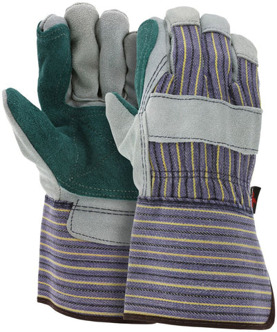 MCR Double Leather Palm Work Gloves - Select B+ Grade Split Shoulder Leather - 4.5 Inch Plasticized Gauntlet Cuff - Large - Box of 12 - Part# 1412A