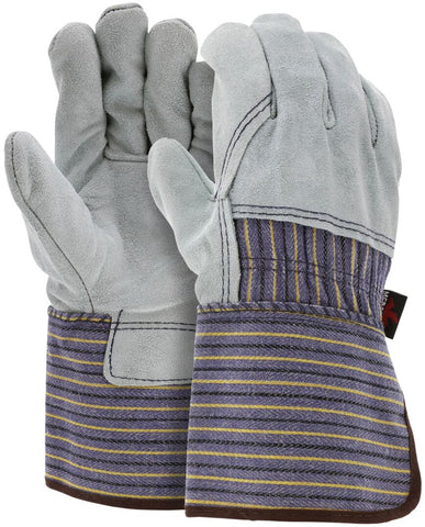 MCR A Grade Select Shoulder Leather - Split Leather Palm Work Gloves - 4.5 Inch Plasticized Gauntlet Cuff - 3/4 Leather Back - Durable Leather Palm Work Gloves - Large - Box of 12 - Part# 1414A