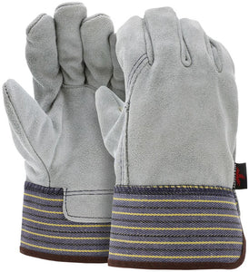 MCR Leather Palm Work Gloves - Select B+ Grade Split Shoulder Leather - 2.5 Inch Plasticized Safety Cuff - Full Leather Back - Box of 12